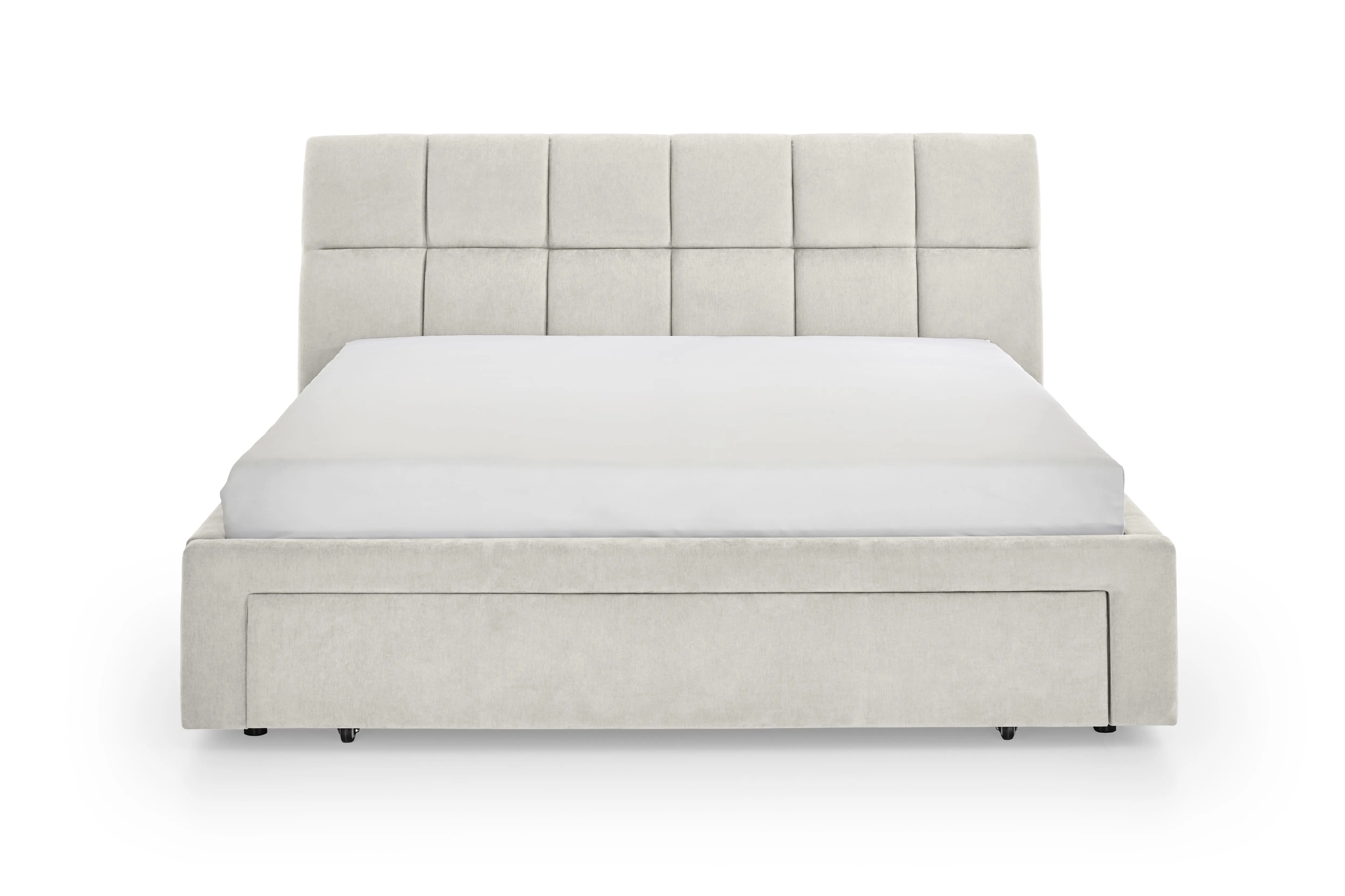 Lova 180 cm CANY su čiužiniu, beige, su šuns guoliu, 209x228x110 cm