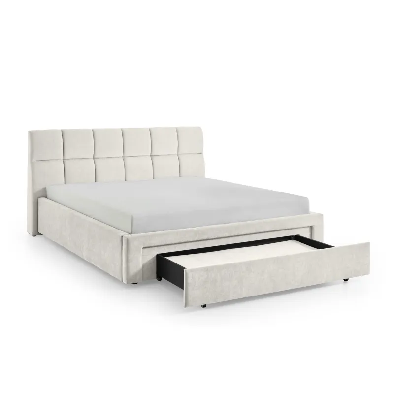 Lova 180 cm CANY su čiužiniu, beige, su šuns guoliu, 209x228x110 cm