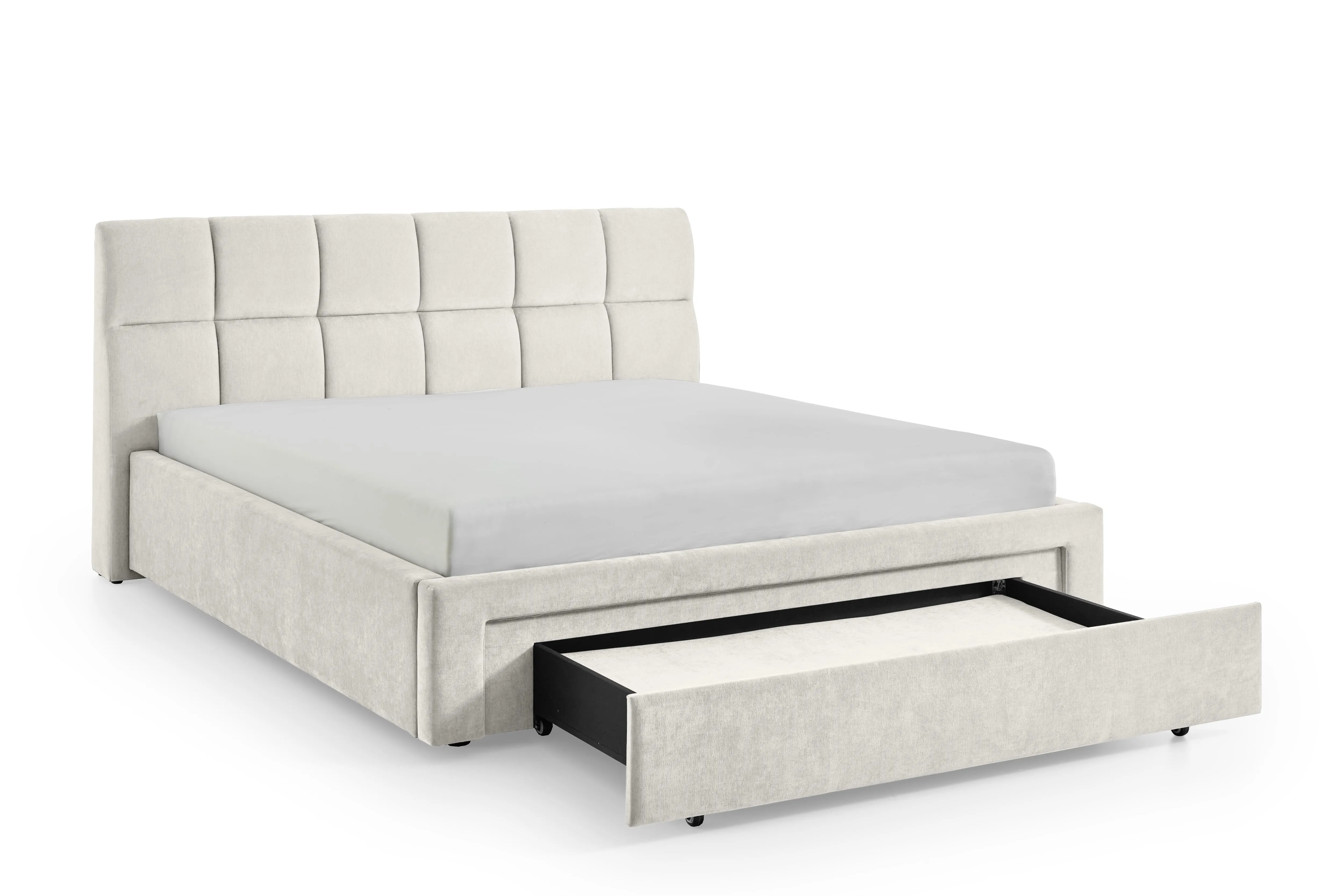 Lova 180 cm CANY su čiužiniu, beige, su šuns guoliu, 209x228x110 cm