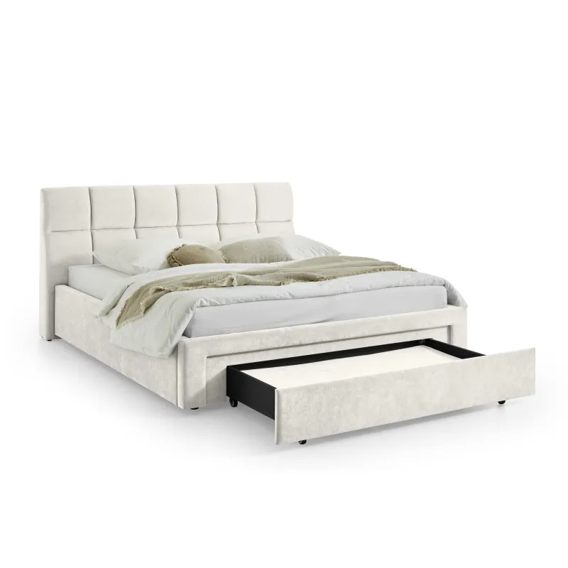 Lova 180 cm CANY su čiužiniu, beige, su šuns guoliu, 209x228x110 cm