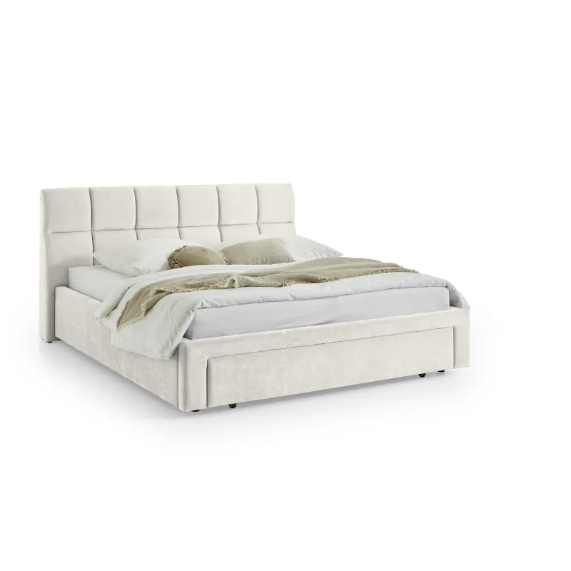 Lova 180 cm CANY su čiužiniu, beige, su šuns guoliu, 209x228x110 cm