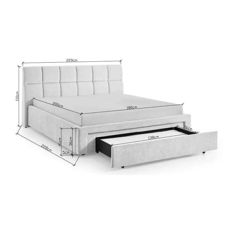 Lova 180 cm CANY su čiužiniu, beige, su šuns guoliu, 209x228x110 cm