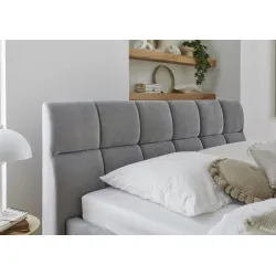 Lova 180 cm CANY su čiužiniu, pilka, su šuns guoliu, 209x228x110 cm