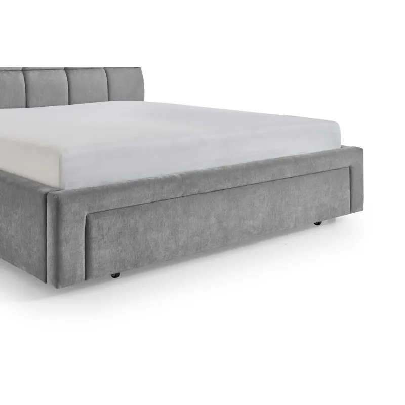 Lova 180 cm CANY su čiužiniu, pilka, su šuns guoliu, 209x228x110 cm