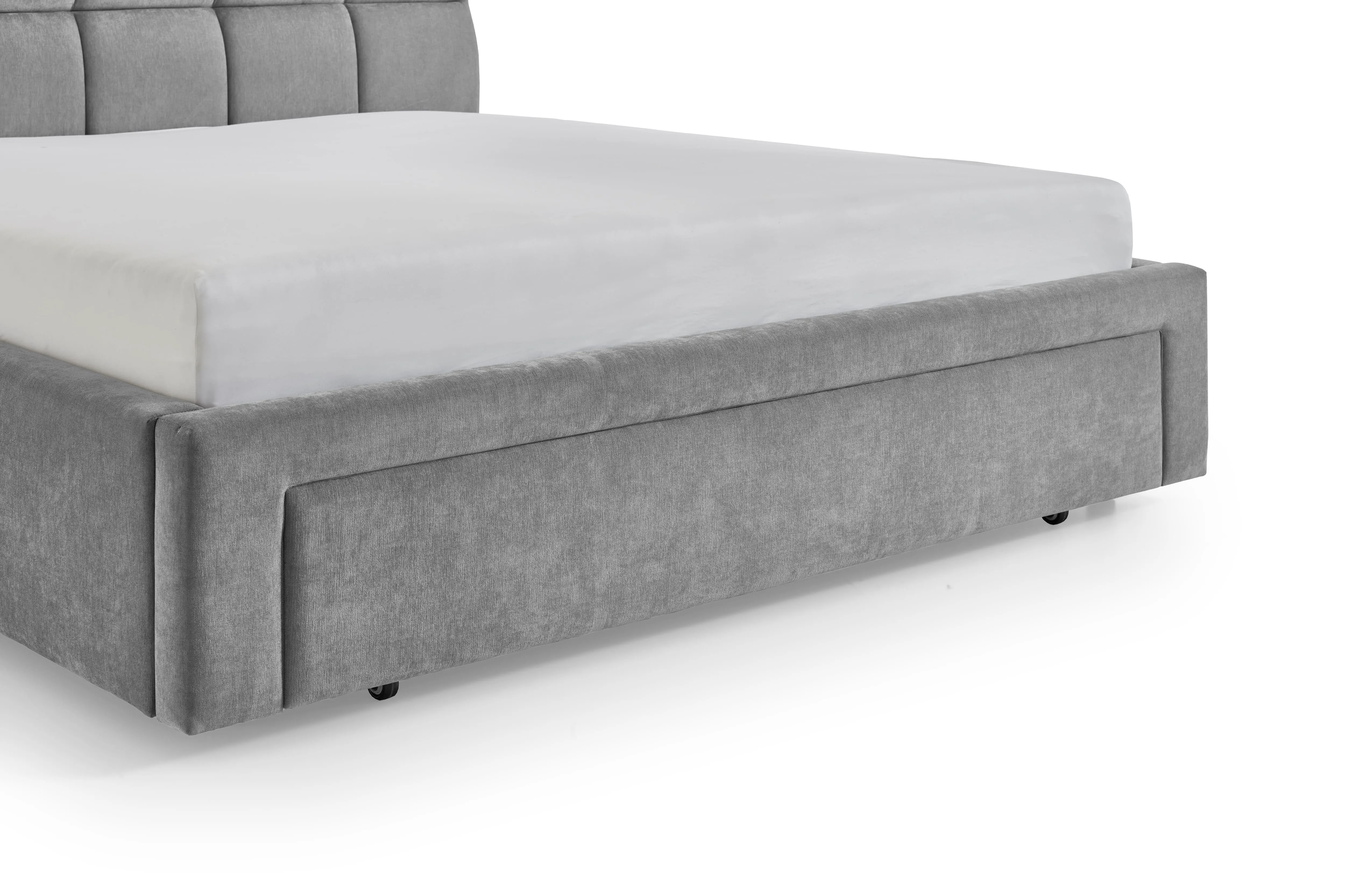 Lova 180 cm CANY su čiužiniu, pilka, su šuns guoliu, 209x228x110 cm