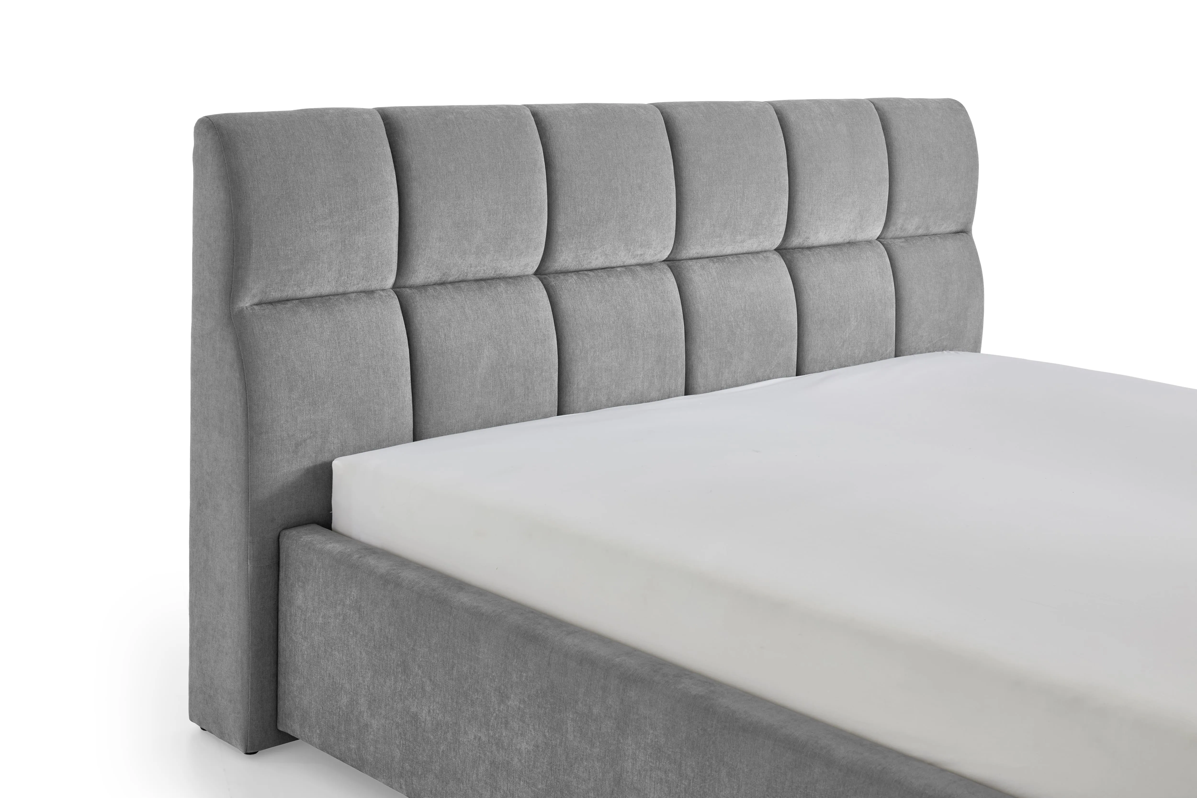 Lova 180 cm CANY su čiužiniu, pilka, su šuns guoliu, 209x228x110 cm