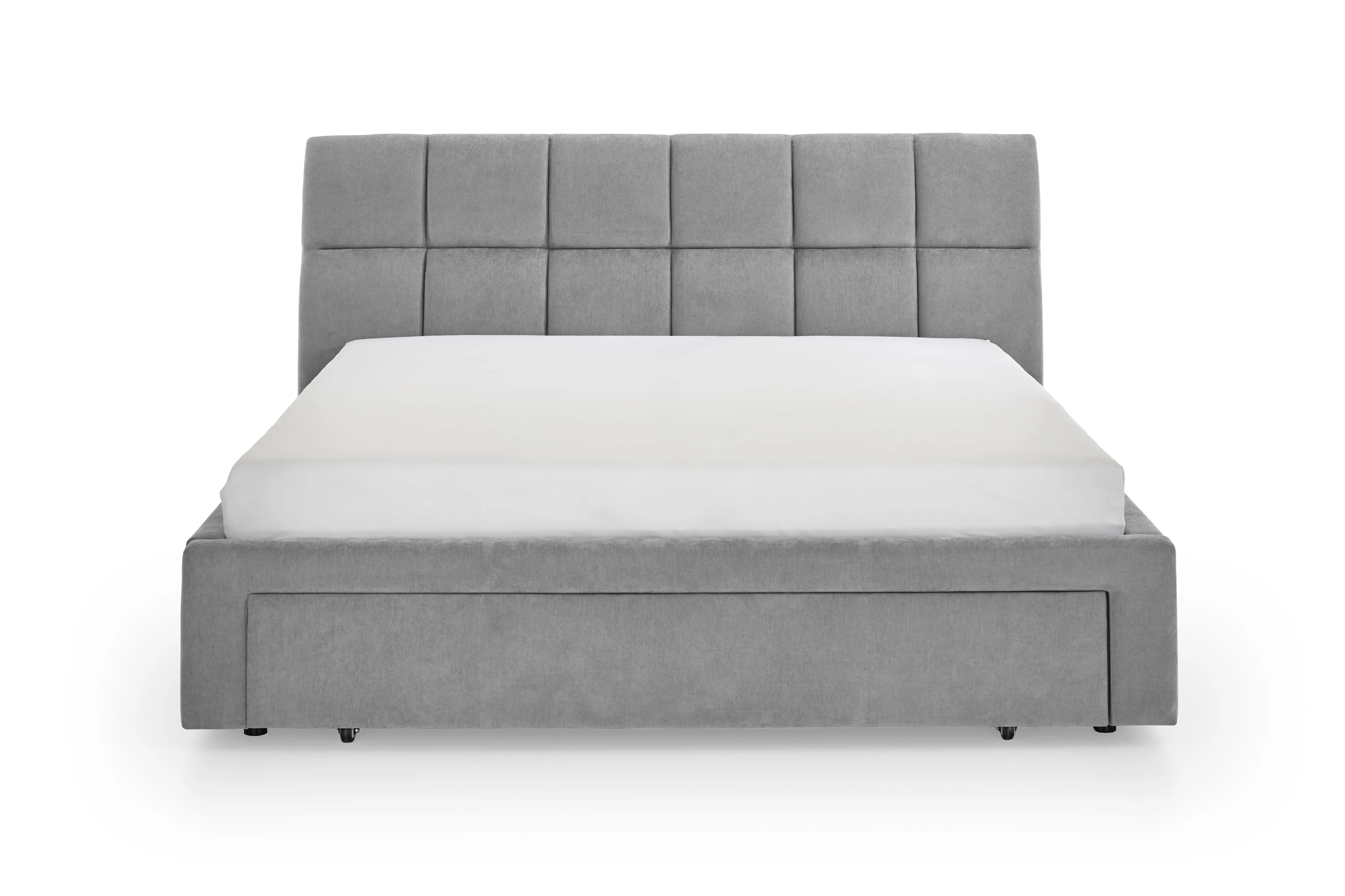 Lova 180 cm CANY su čiužiniu, pilka, su šuns guoliu, 209x228x110 cm