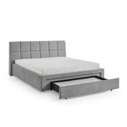 Lova 180 cm CANY su čiužiniu, pilka, su šuns guoliu, 209x228x110 cm