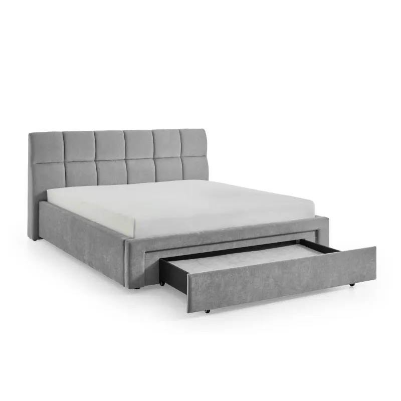 Lova 180 cm CANY su čiužiniu, pilka, su šuns guoliu, 209x228x110 cm