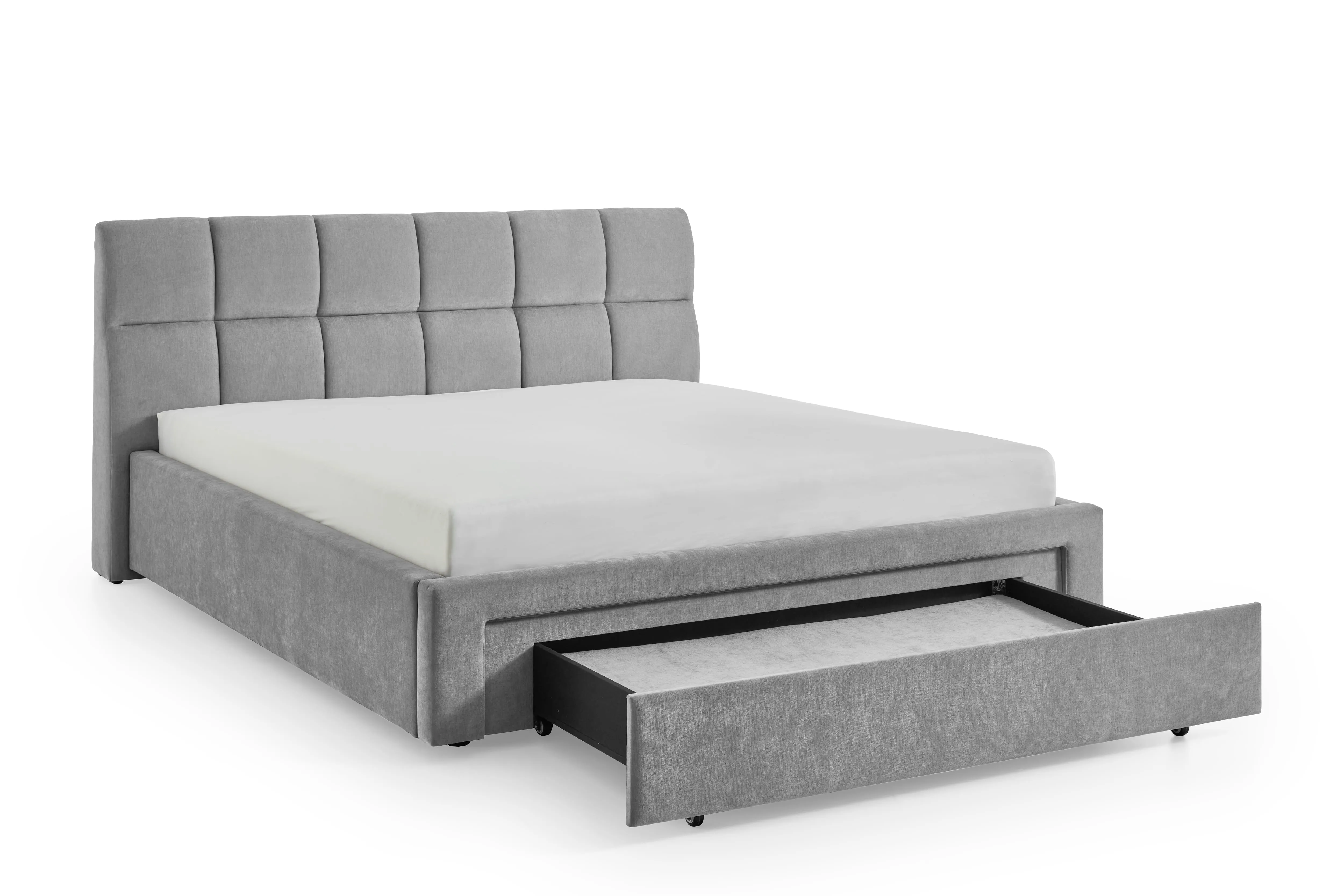 Lova 180 cm CANY su čiužiniu, pilka, su šuns guoliu, 209x228x110 cm