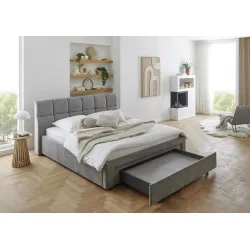 Lova 180 cm CANY su čiužiniu, pilka, su šuns guoliu, 209x228x110 cm