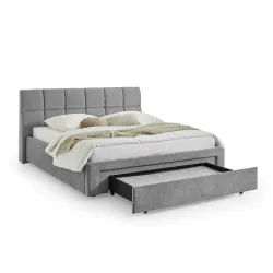 Lova 180 cm CANY su čiužiniu, pilka, su šuns guoliu, 209x228x110 cm