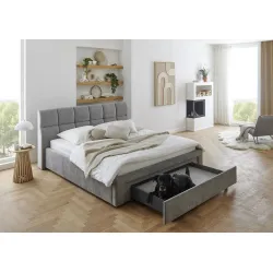 Lova 180 cm CANY su čiužiniu, pilka, su šuns guoliu, 209x228x110 cm