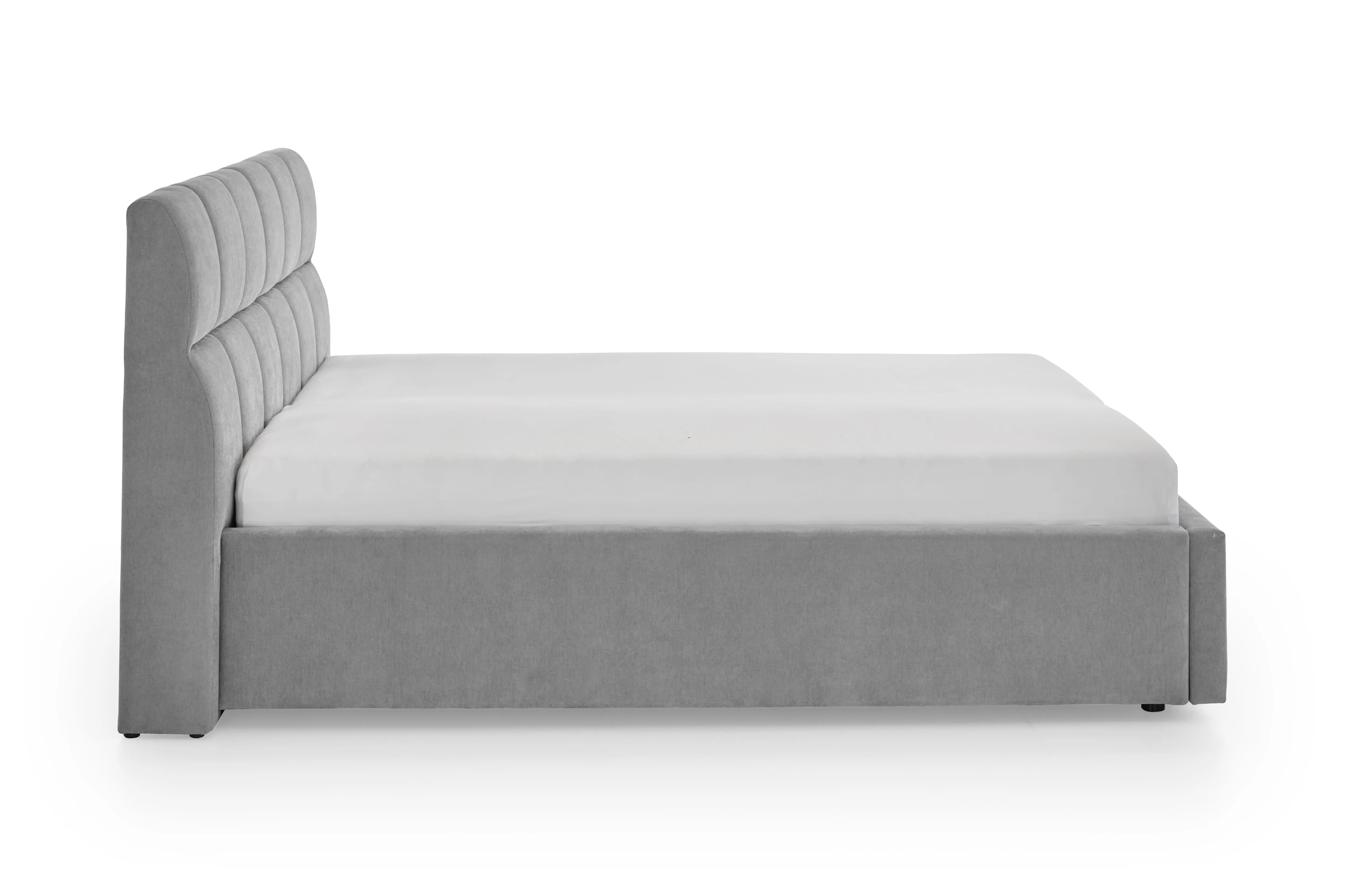 Lova 180 cm CANY su čiužiniu, pilka, su šuns guoliu, 209x228x110 cm