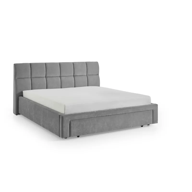 Lova 180 cm CANY su čiužiniu, pilka, su šuns guoliu, 209x228x110 cm