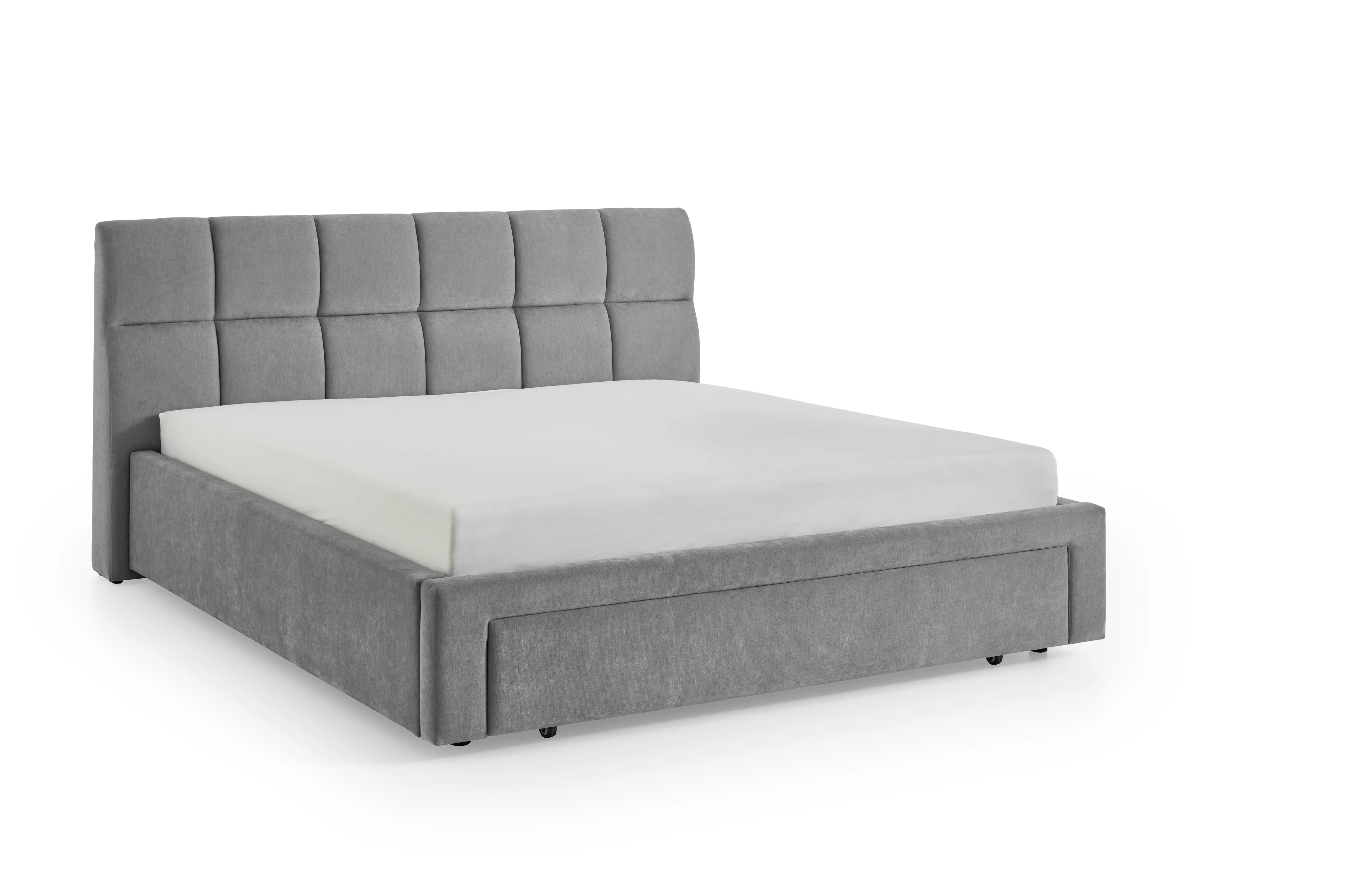 Lova 180 cm CANY su čiužiniu, pilka, su šuns guoliu, 209x228x110 cm