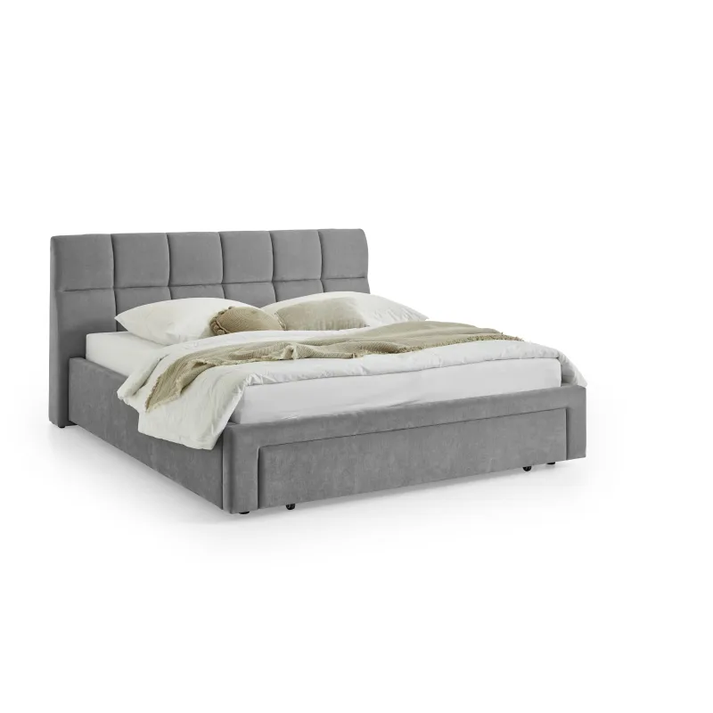 Lova 180 cm CANY su čiužiniu, pilka, su šuns guoliu, 209x228x110 cm