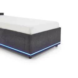 Lova 90 cm CIRCLE su LED apšvietimu, grafito, 98x211x90 cm