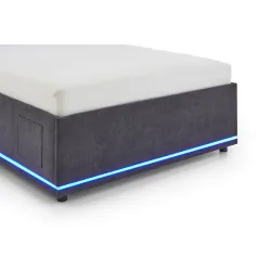 Lova 120 cm CIRCLE su LED apšvietimu, grafito, su pat. dėže, 128x211x90 cm