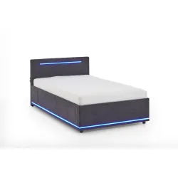 Lova 120 cm CIRCLE su LED apšvietimu, grafito, su pat. dėže, 128x211x90 cm