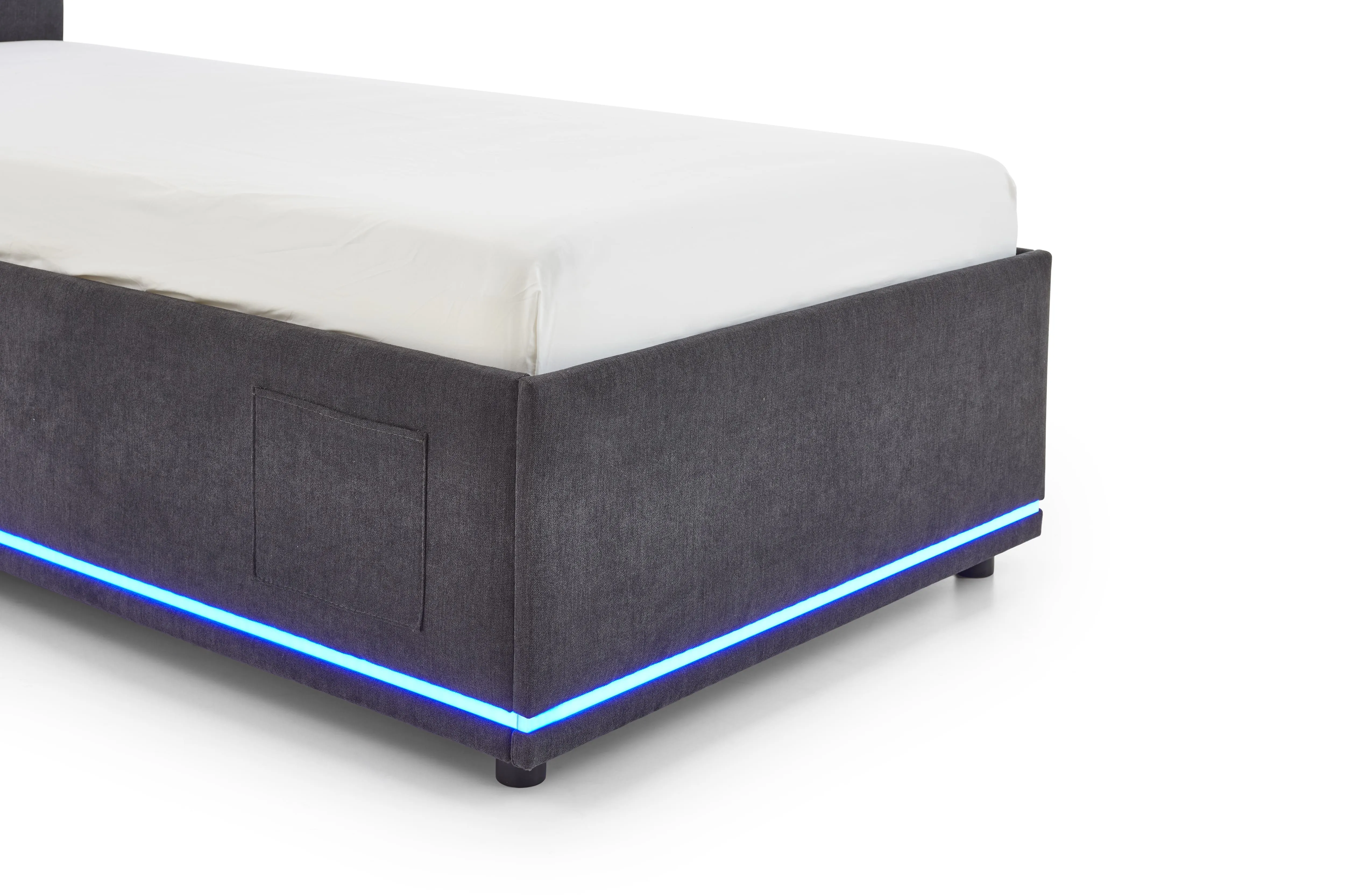 Lova 90 cm CIRCLE su čiužiniu ir LED apšvietimu, grafito, 98x211x90 cm