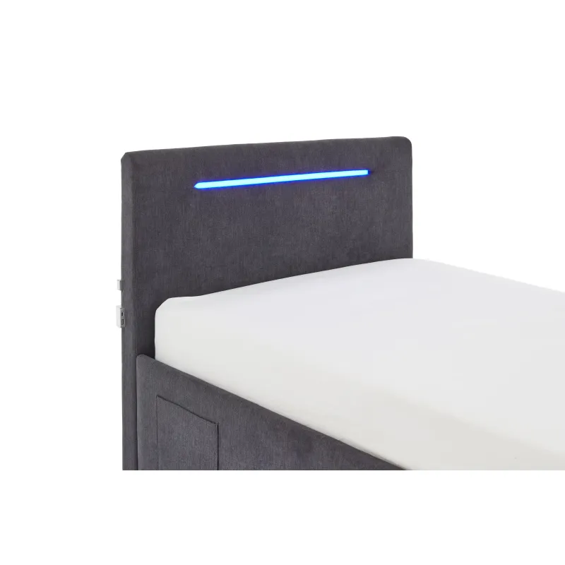 Lova 90 cm CIRCLE su čiužiniu ir LED apšvietimu, grafito, 98x211x90 cm