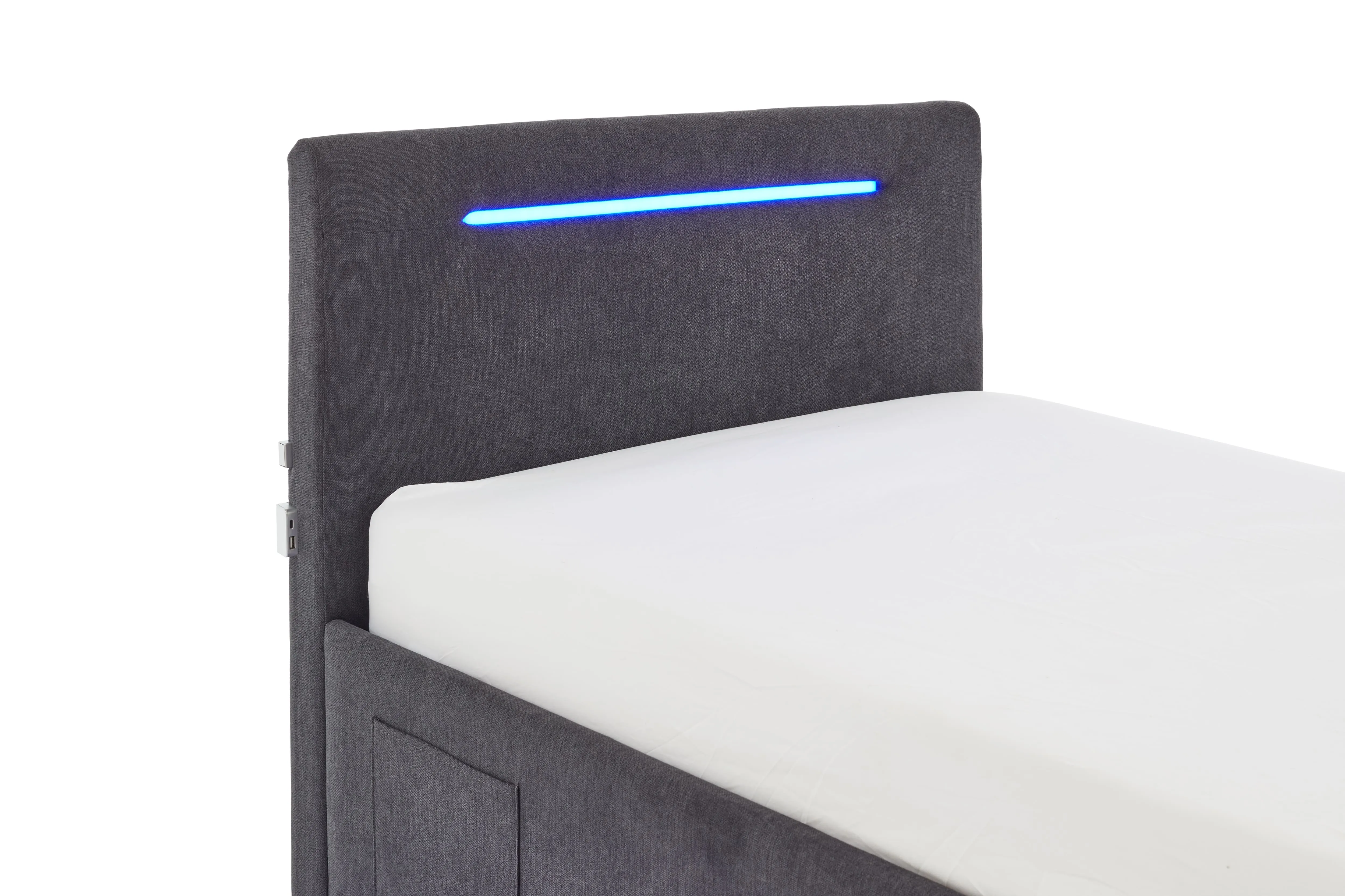 Lova 90 cm CIRCLE su čiužiniu ir LED apšvietimu, grafito, 98x211x90 cm