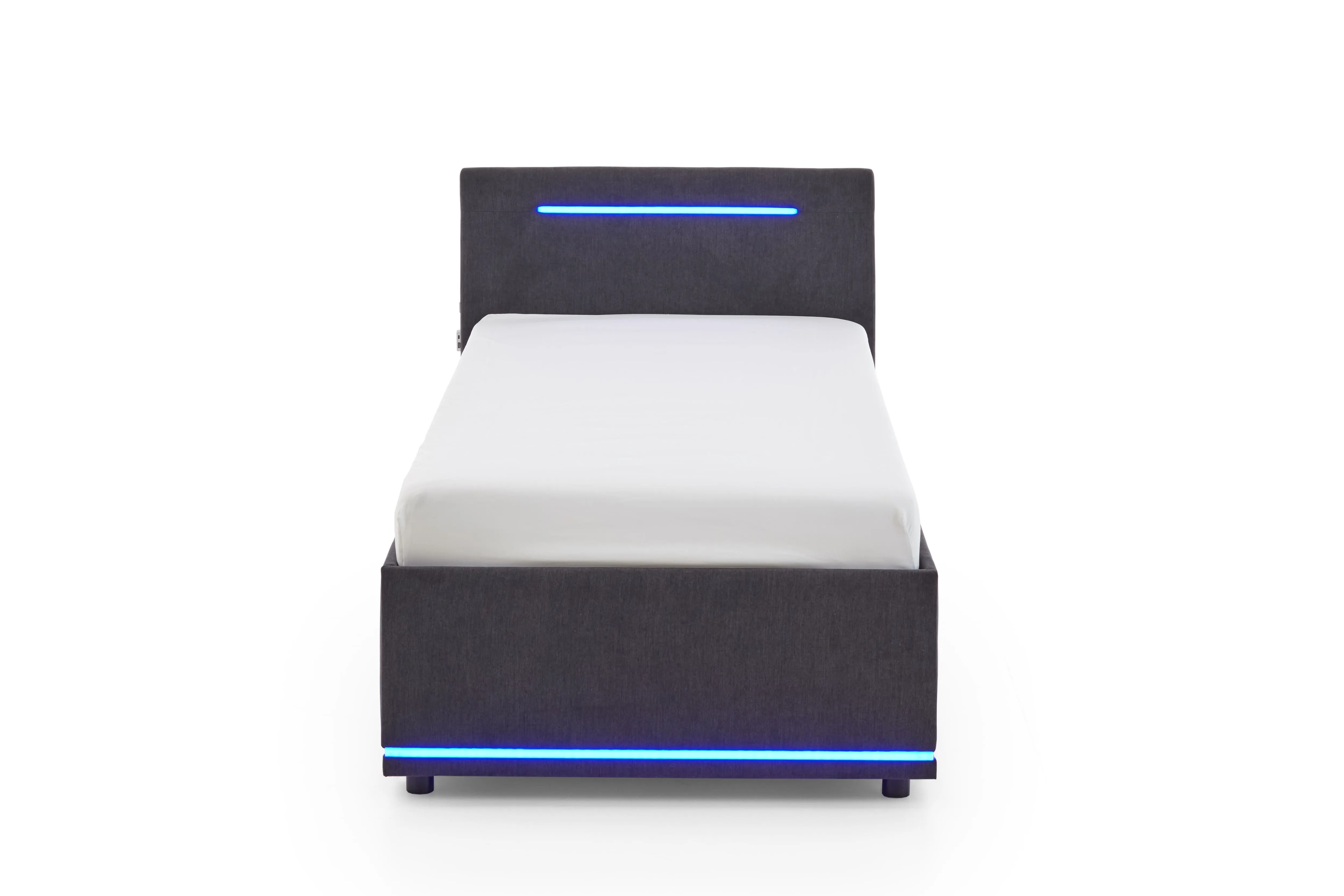 Lova 90 cm CIRCLE su čiužiniu ir LED apšvietimu, grafito, 98x211x90 cm