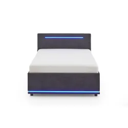 Lova 140 cm CIRCLE su čiužiniu ir LED apšvietimu, grafito, 148x211x90 cm