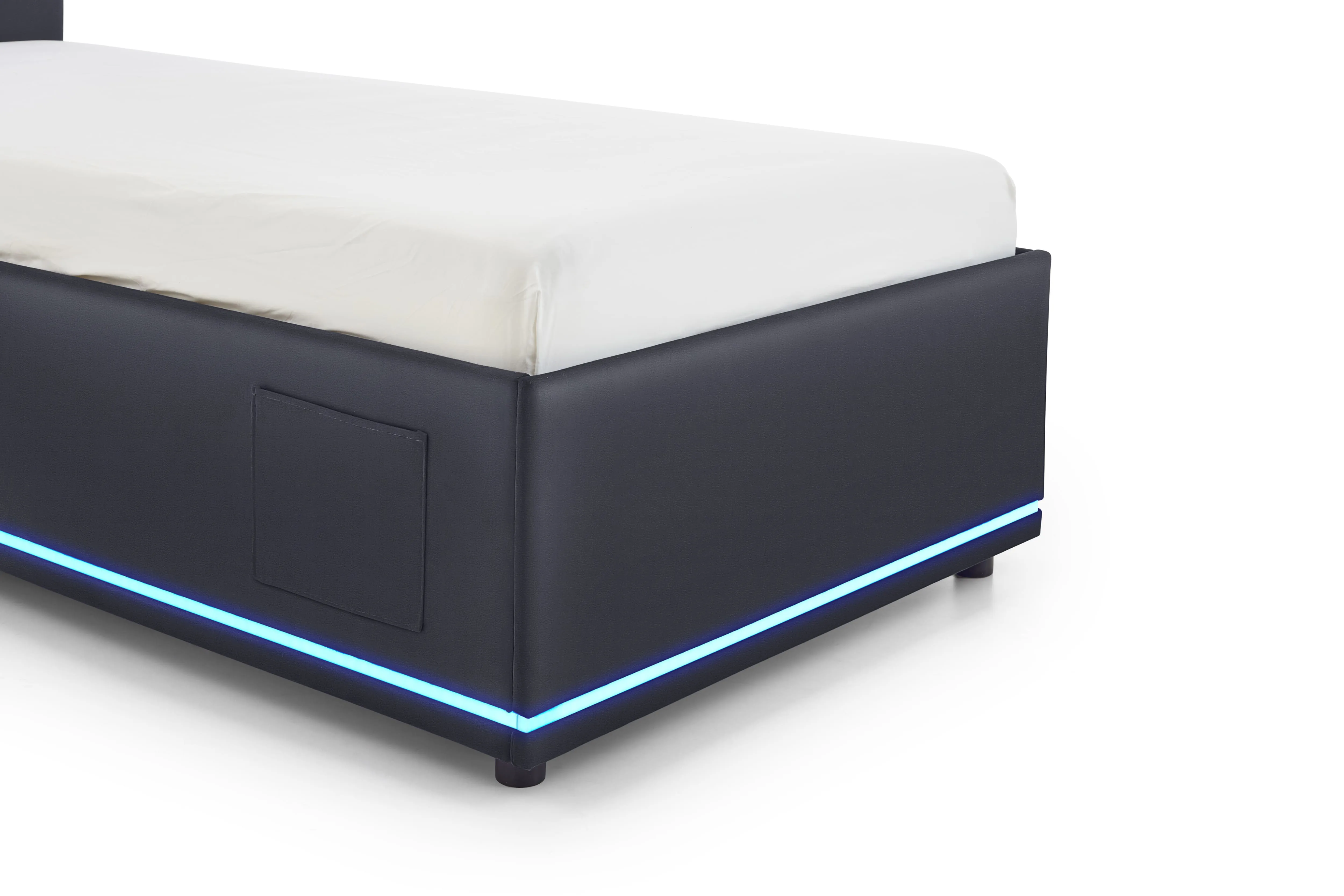 Lova 90 cm CIRCLE su LED apšvietimu, juoda, su pat. dėže, 98x211x90 cm