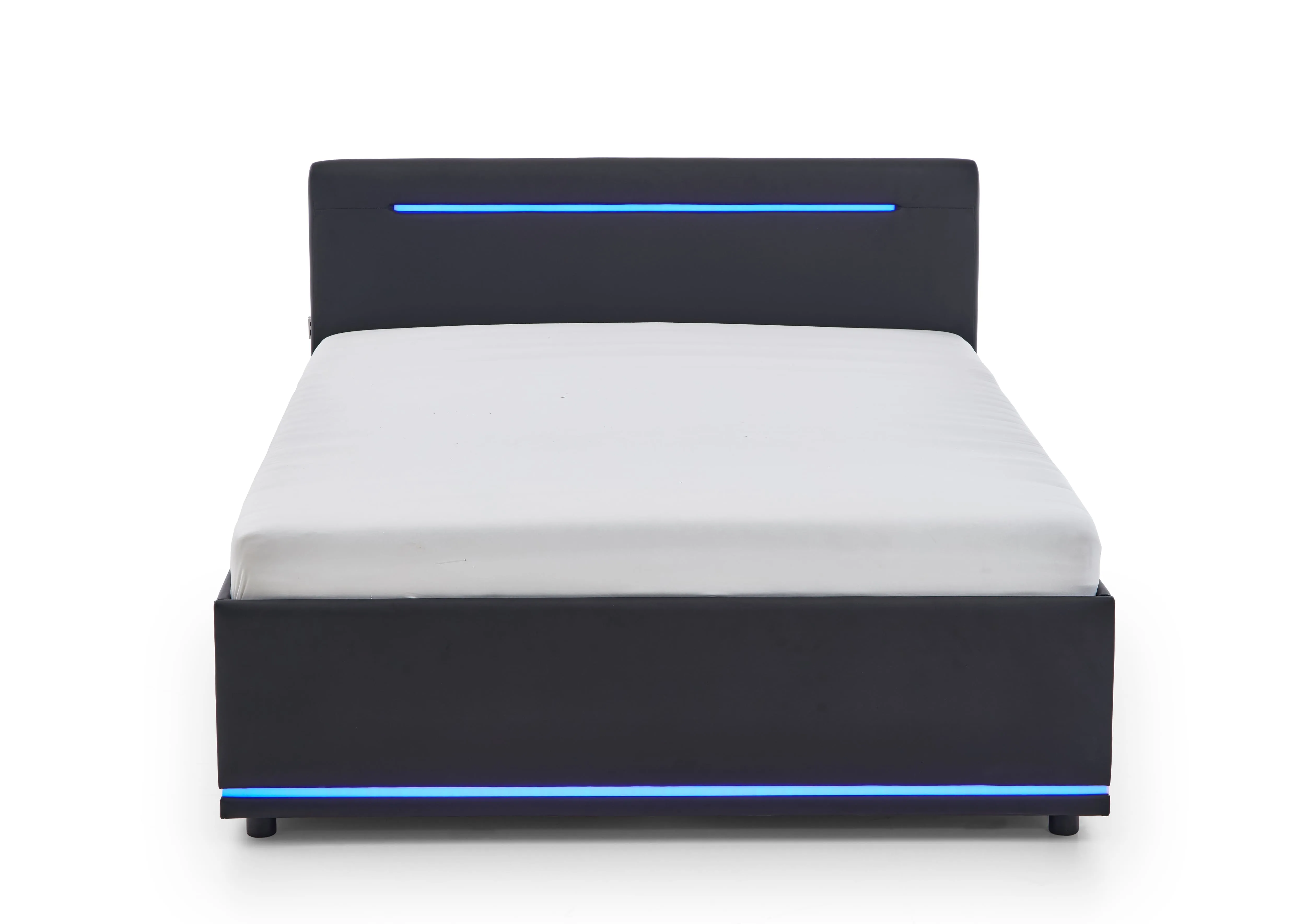 Lova 120 cm CIRCLE su čiužiniu ir LED apšvietimu, juoda, 128x211x90 cm