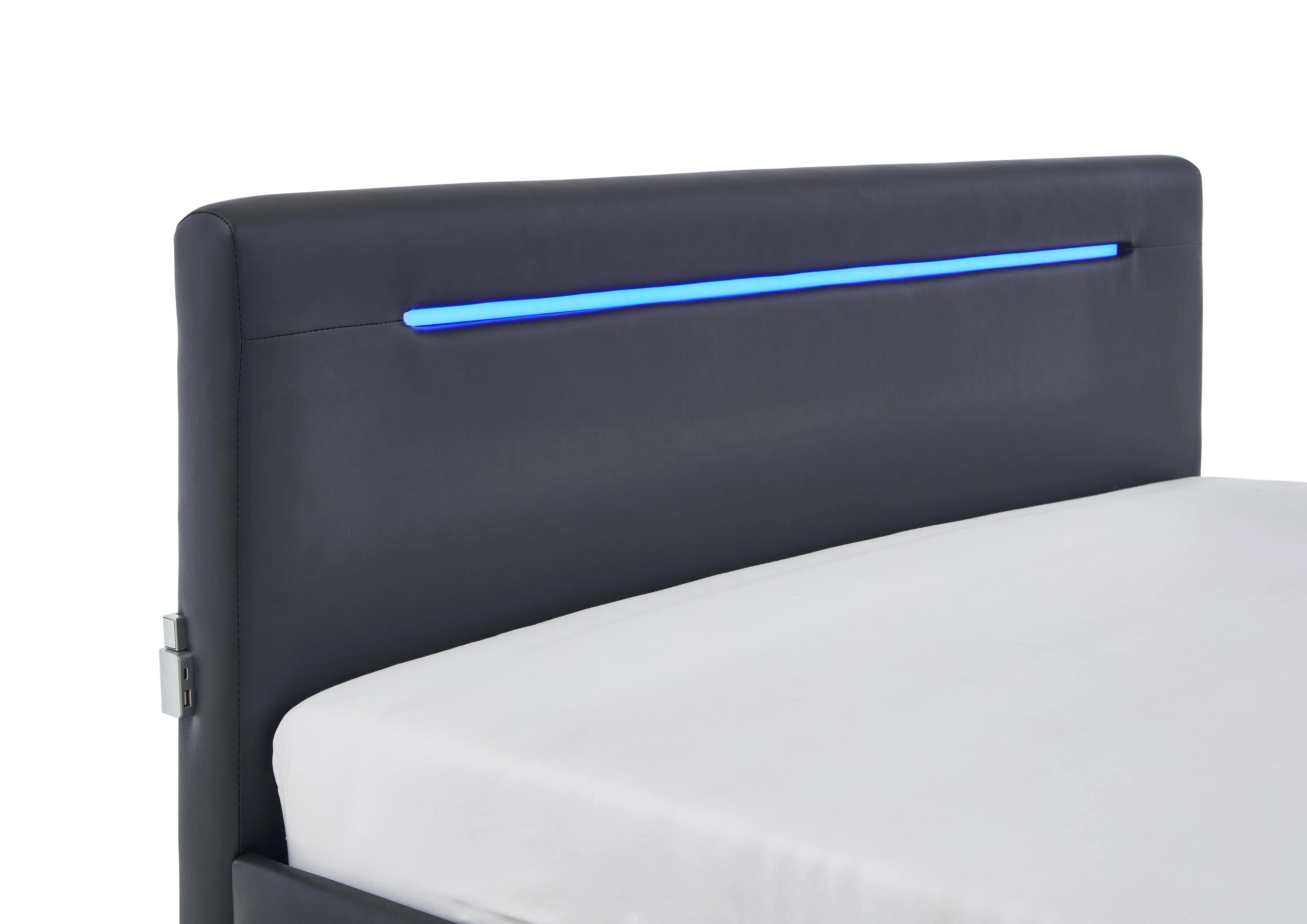 Lova 140 cm CIRCLE su čiužiniu ir LED apšvietimu, juoda, 148x211x90 cm