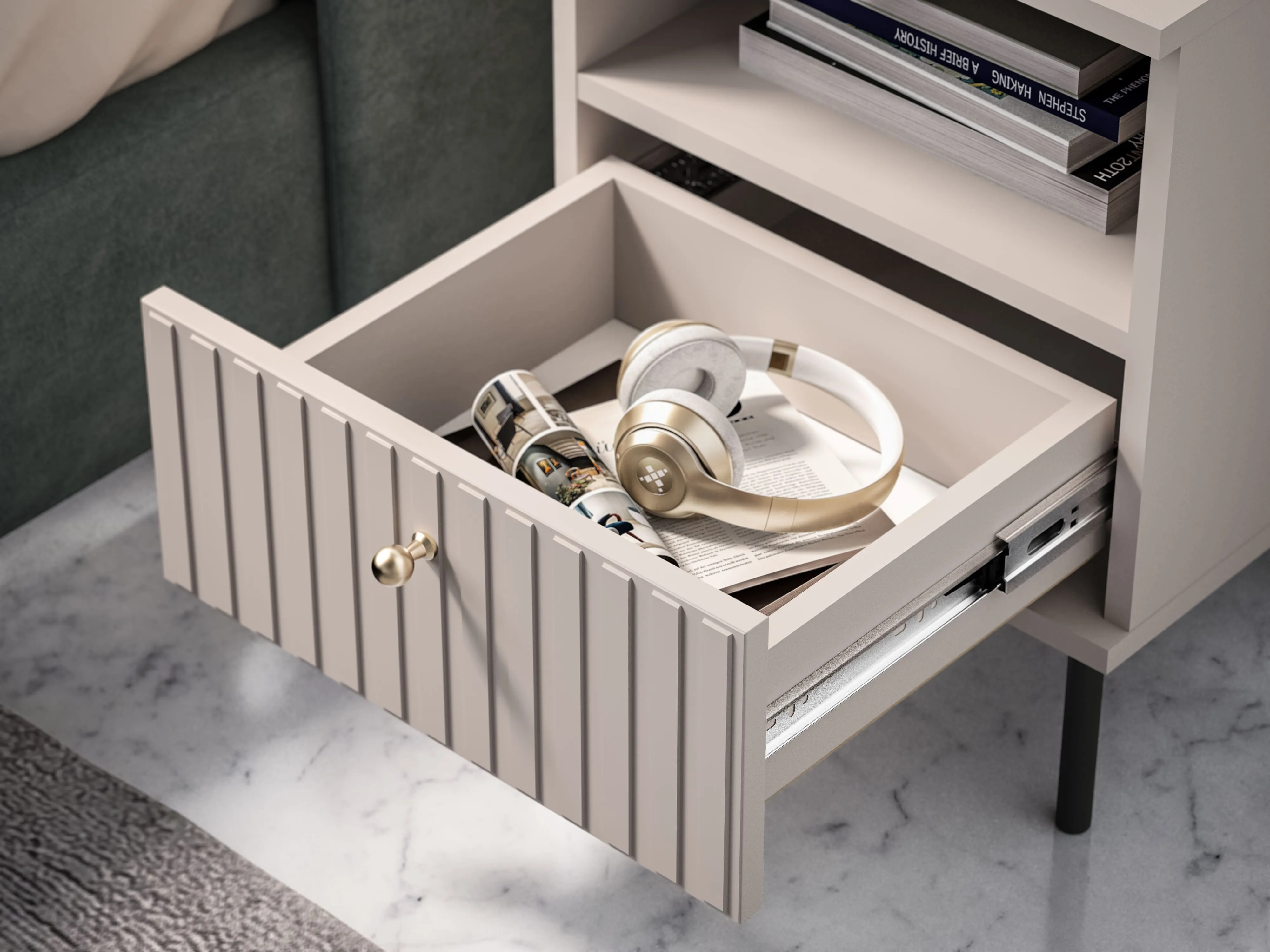 Naktinis staliukas SOPHIA, kašmyro, 40x34x53 cm