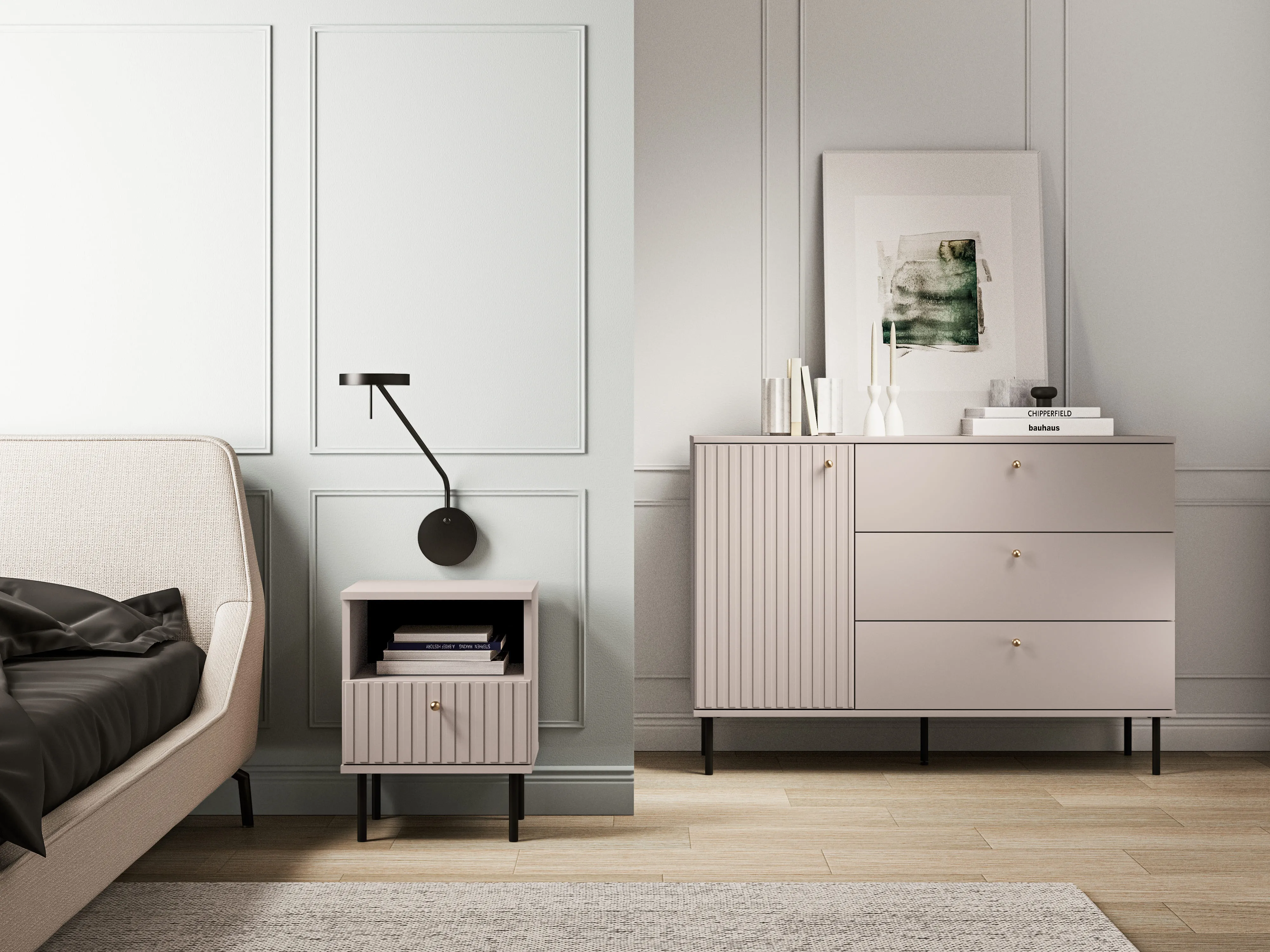 Naktinis staliukas SOPHIA, kašmyro, 40x34x53 cm