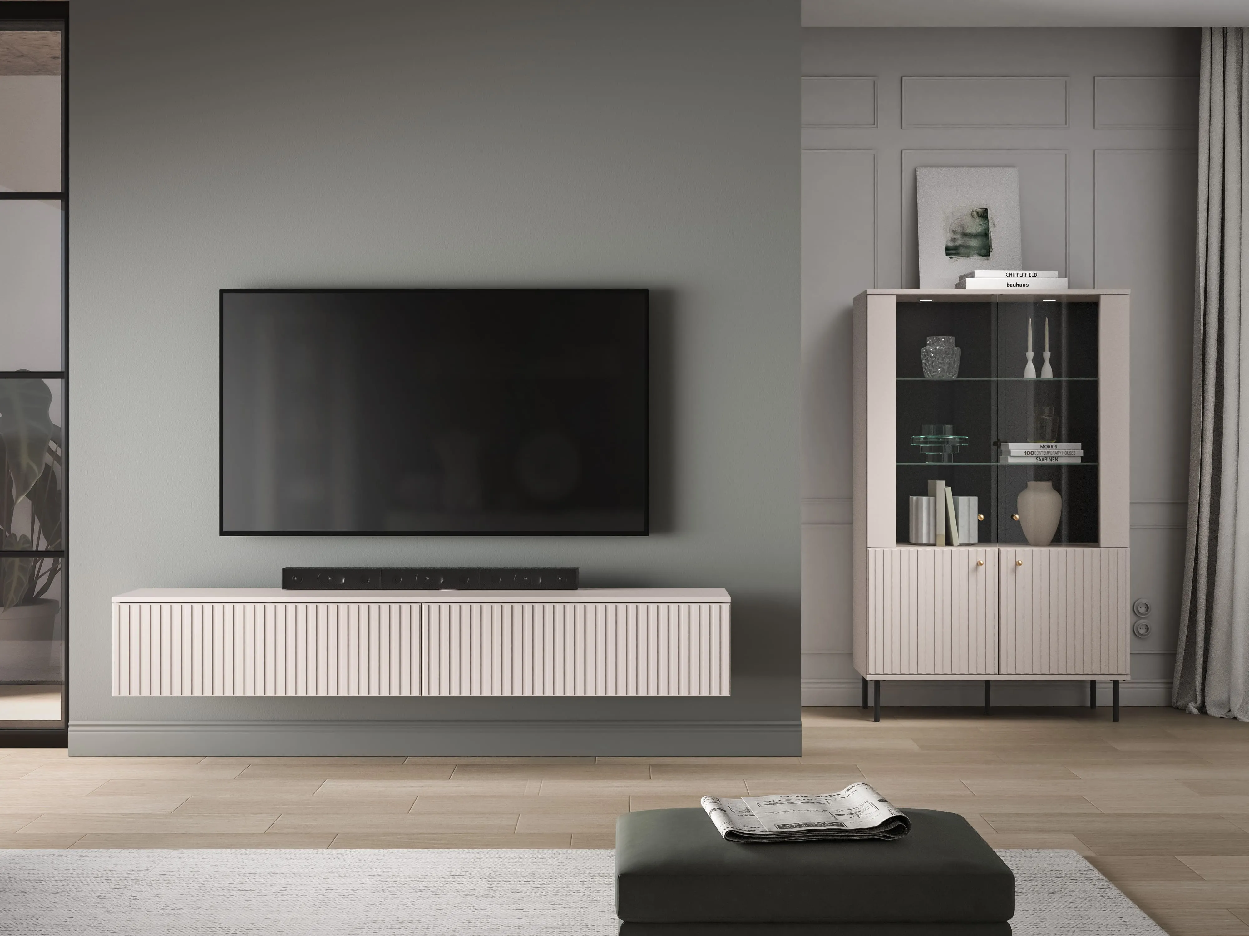 Pakabinama TV spintelė SOPHIA, kašmyro, 180x32x29 cm