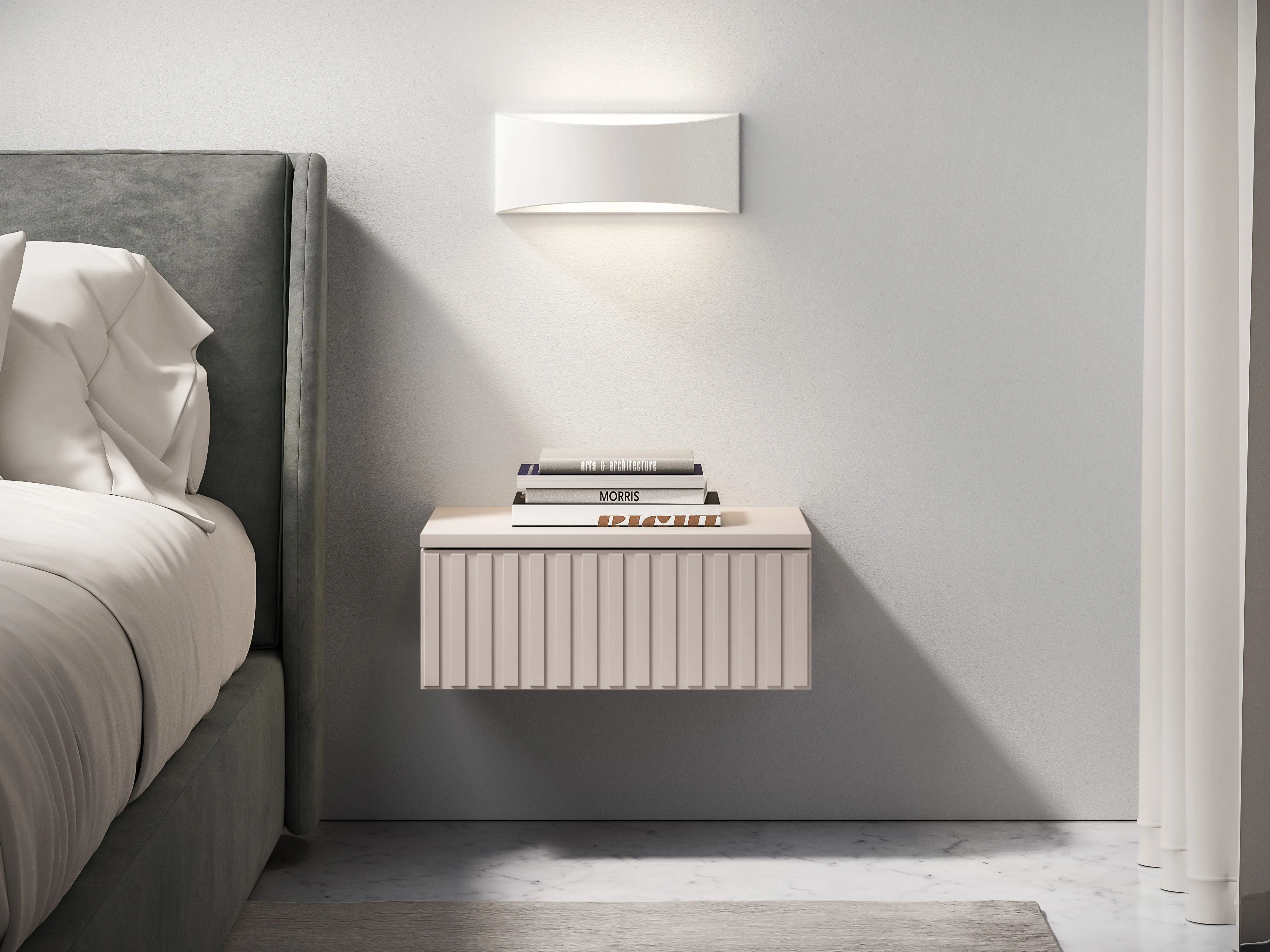 Pakabinamas naktinis staliukas SOPHIA, kašmyro, 45x34x18 cm