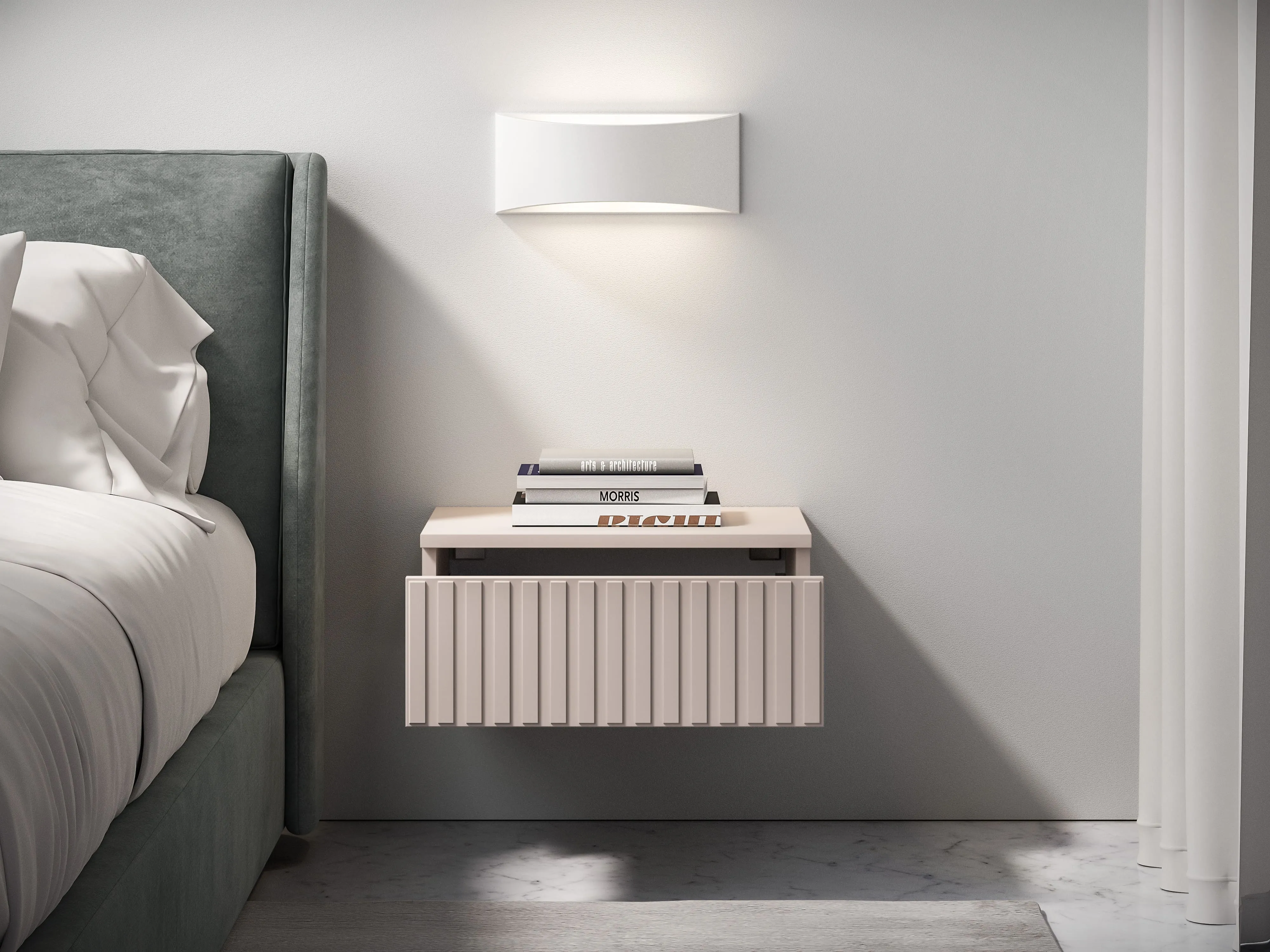 Pakabinamas naktinis staliukas SOPHIA, kašmyro, 45x34x18 cm