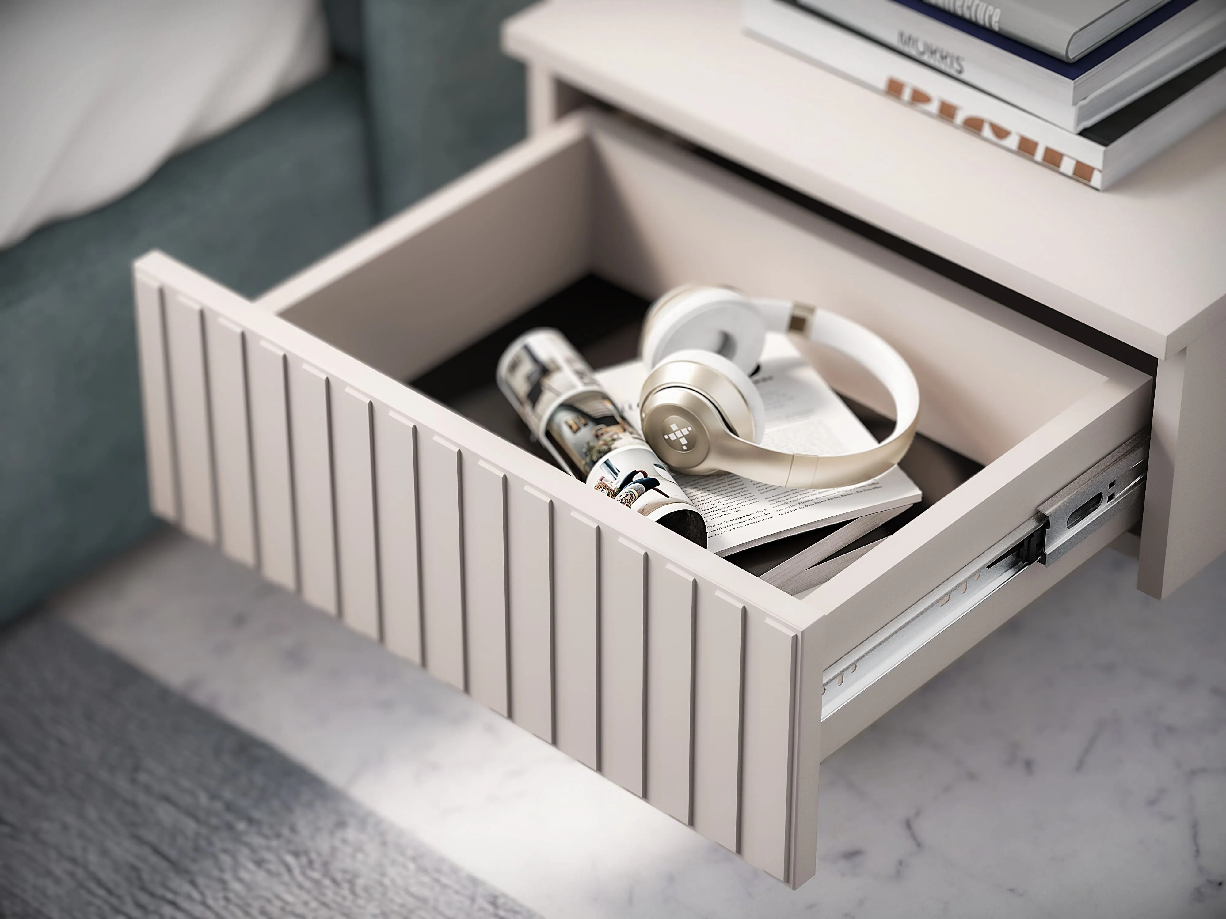 Pakabinamas naktinis staliukas SOPHIA, kašmyro, 45x34x18 cm