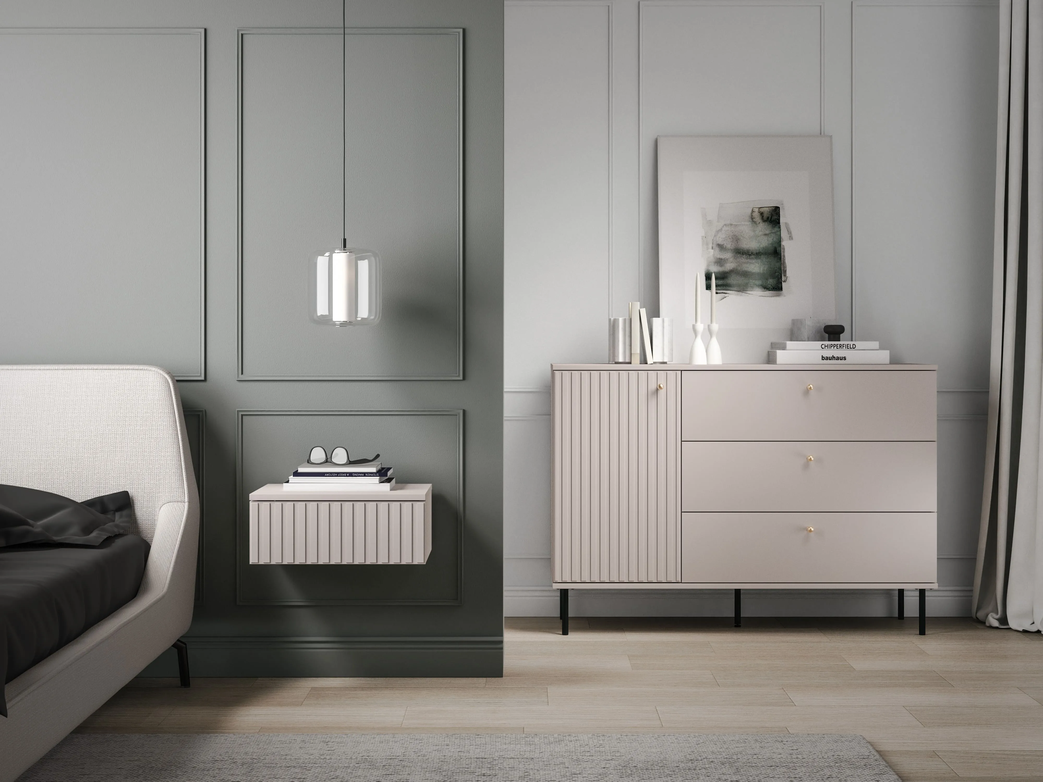 Pakabinamas naktinis staliukas SOPHIA, kašmyro, 45x34x18 cm