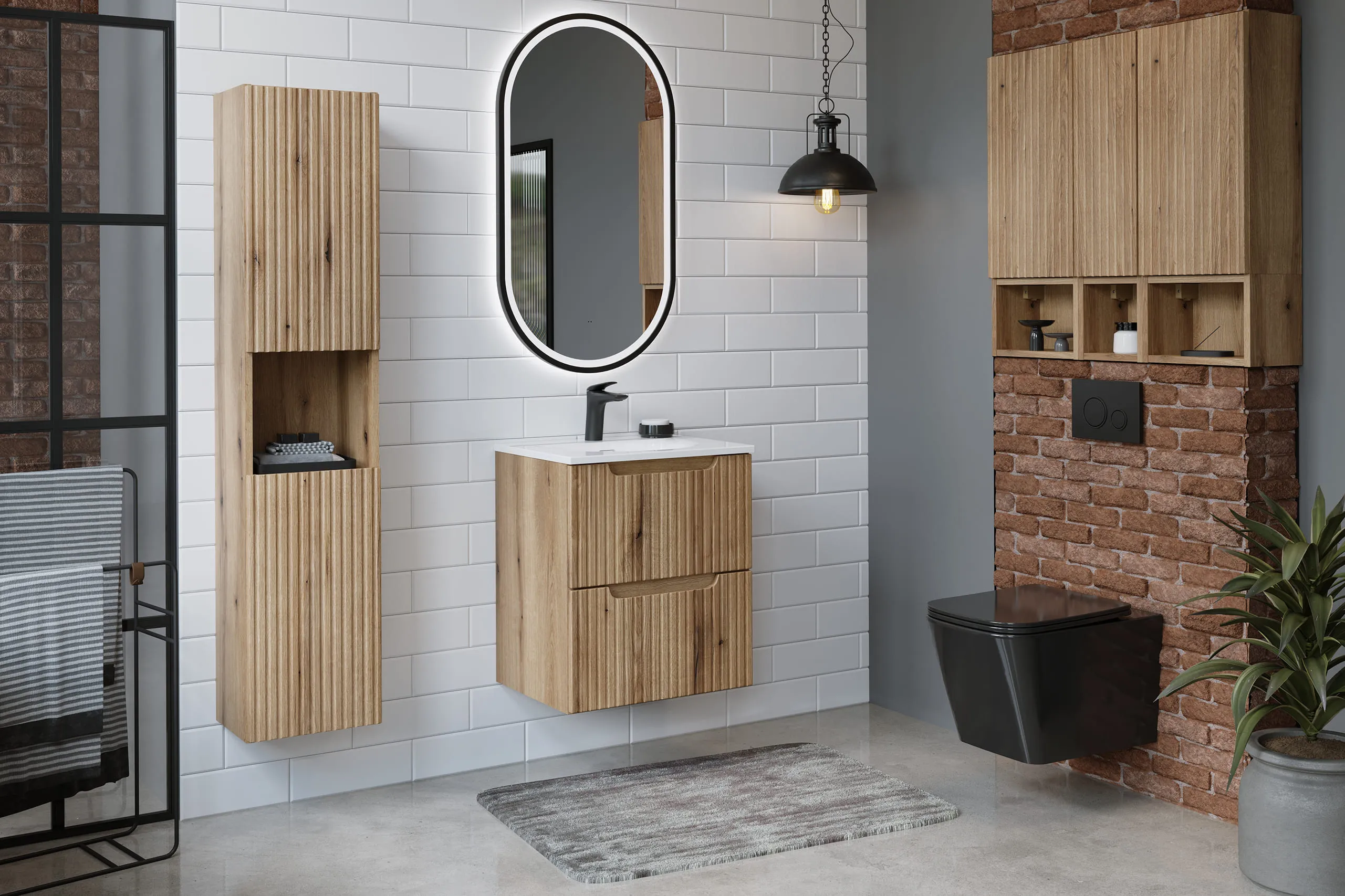 Pakabinama vonios spintelė su praustuvu 825 NOVA COASTAL, 51x40x57 cm