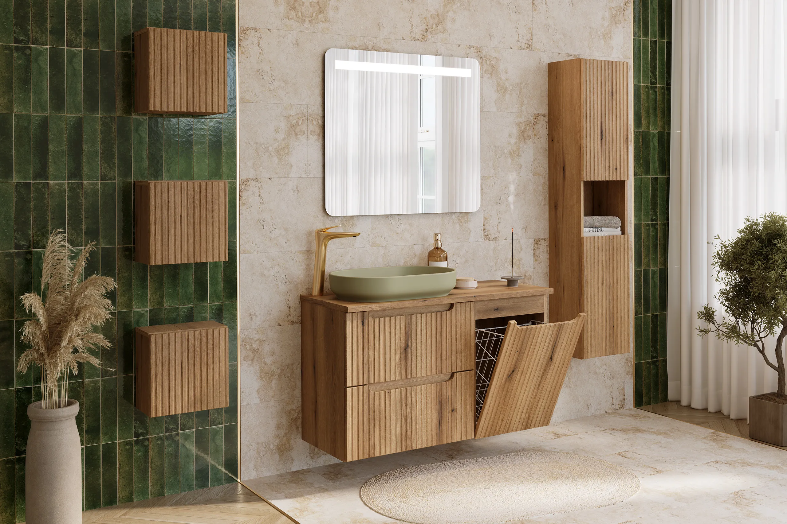 Pakabinama vonios spintelė su praustuvu 821 NOVA COASTAL, 100x40x57 cm