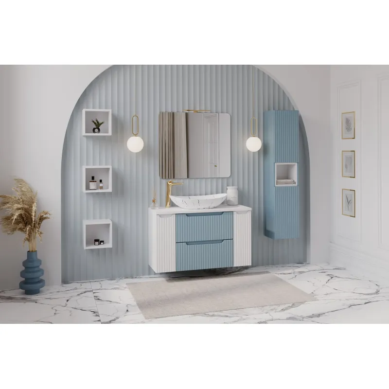 Pakabinama vonios spintelė su stalviršiumi 821 NOVA BLUE, 101x40x57 cm