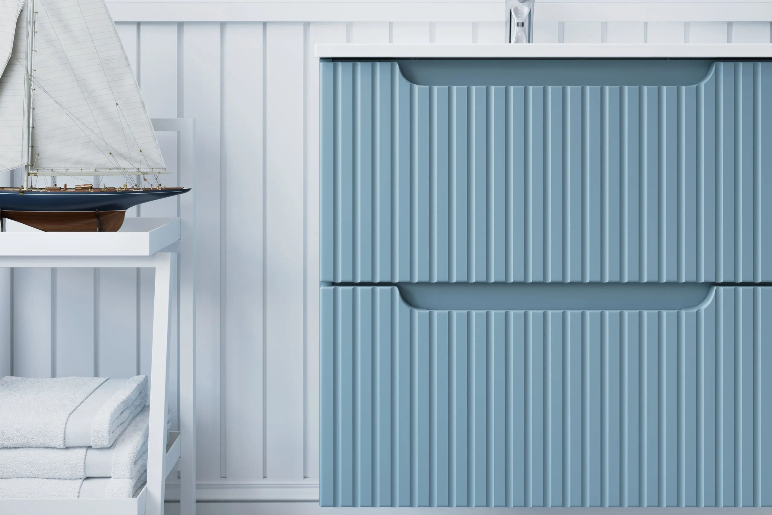 Pakabinama vonios spintelė su stalviršiumi 826D NOVA BLUE, 121x40x57 cm