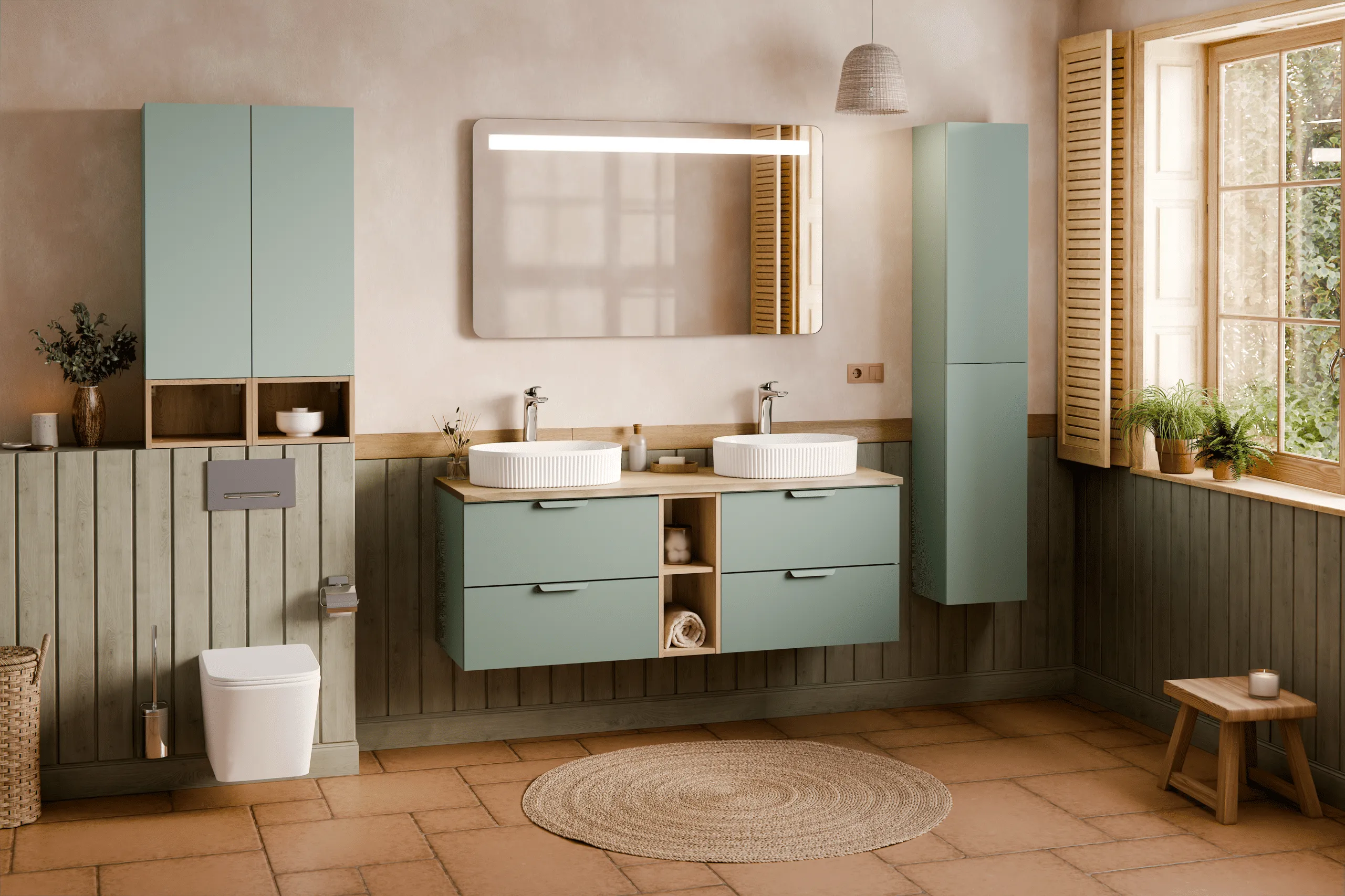 Pakabinama vonios spintelė su praustuvu 826D ASTRA GREEN, 121x46x50 cm