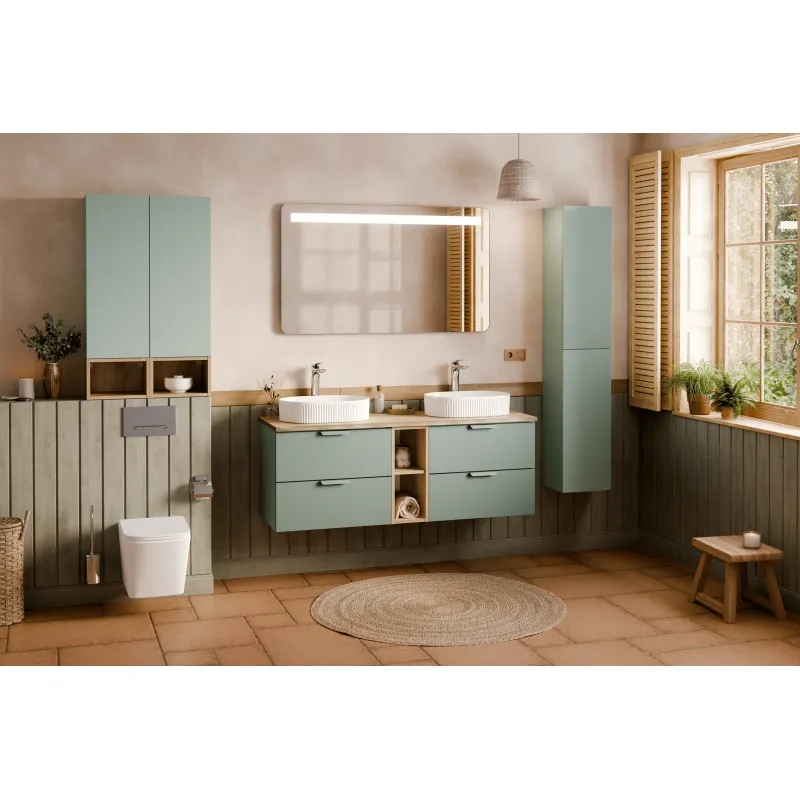 Pakabinama vonios spintelė su stalviršiumi 826D ASTRA GREEN, 121x46x50 cm