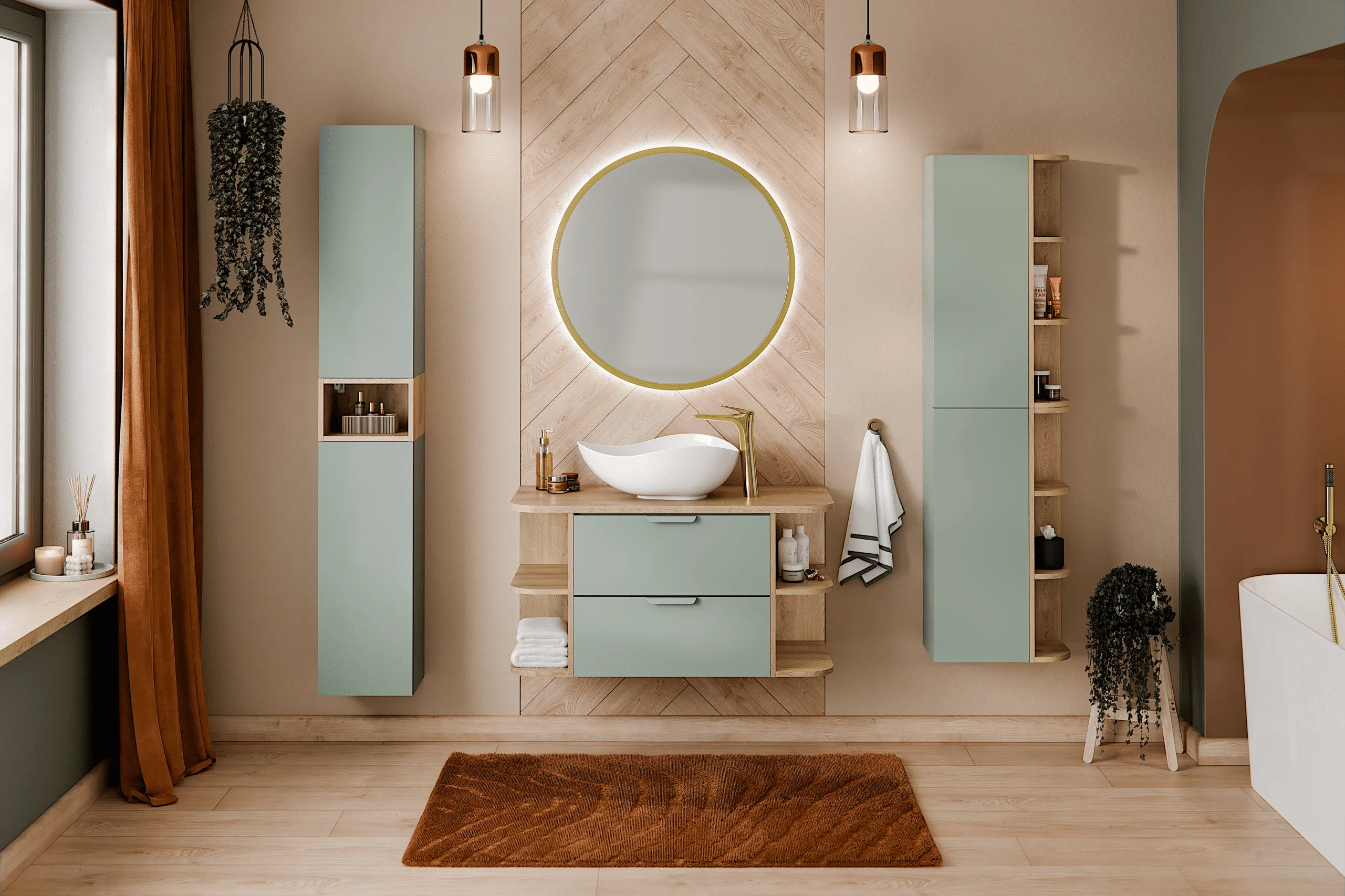 Pakabinama vonios spintelė 803 ASTRA GREEN, 45x25x160 cm