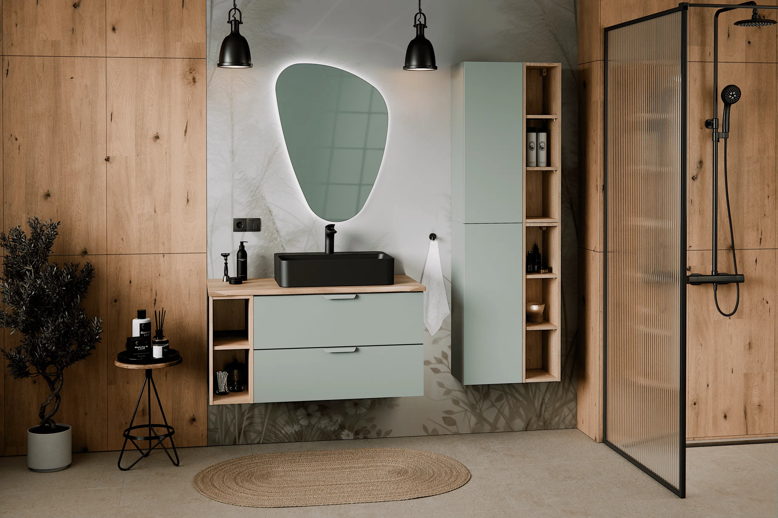 Pakabinama vonios spintelė 803 ASTRA GREEN, 50x25x160 cm