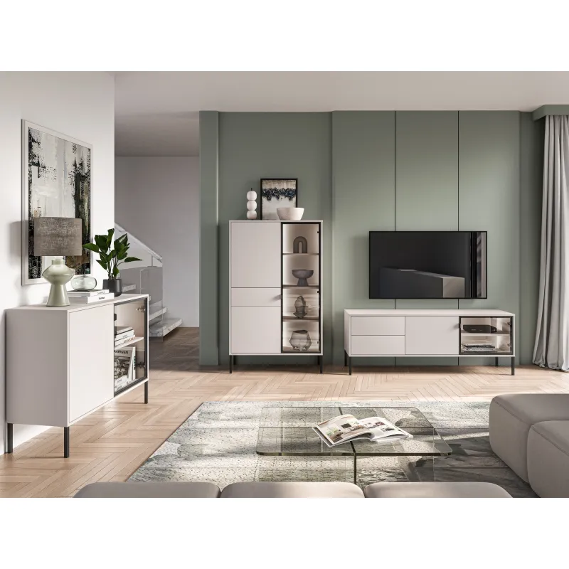 Vitrina su LED apšvietimu BARNET, kašmyro, 92x40x150 cm