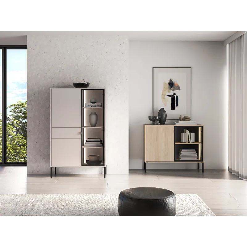 Vitrina su LED apšvietimu BARNET, kašmyro, 92x40x150 cm