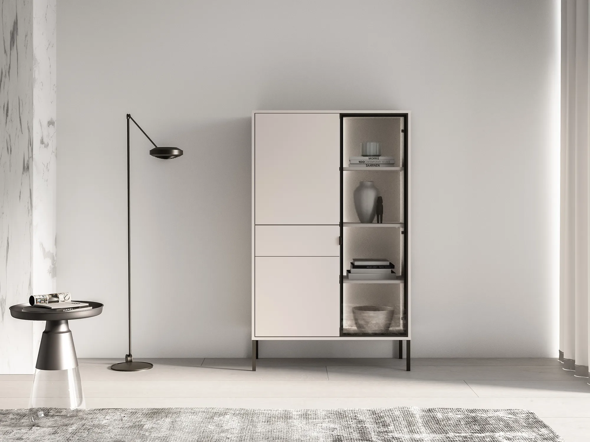 Vitrina su LED apšvietimu BARNET, kašmyro, 92x40x150 cm